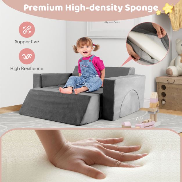 8-Piece Kids Modular Play Sofa with Machine-washable Fabric
