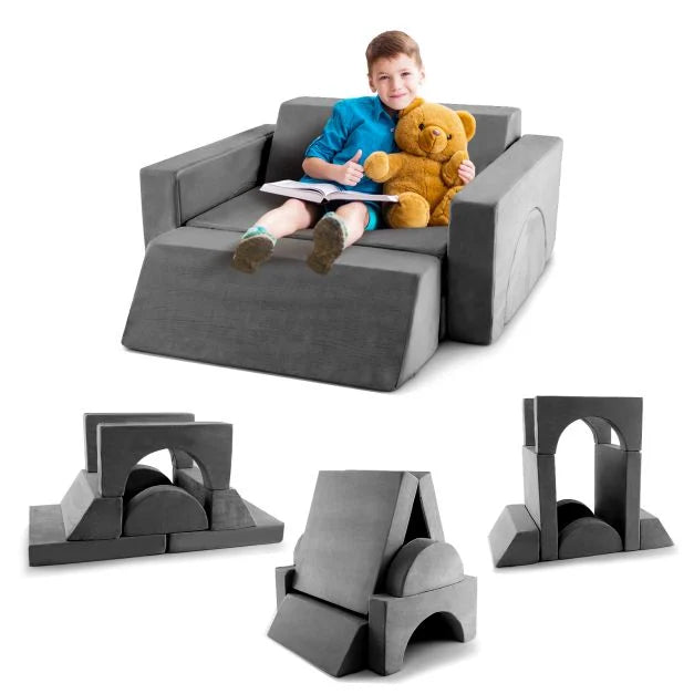 8-Piece Kids Modular Play Sofa with Machine-washable Fabric