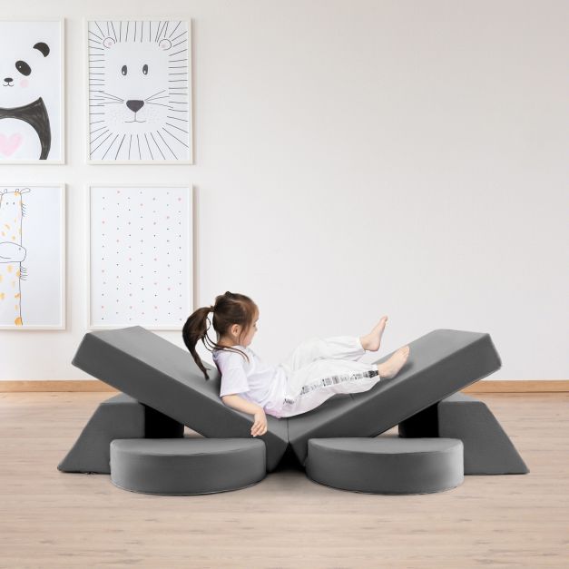 8-Piece Kids Modular Play Sofa with Machine-washable Fabric