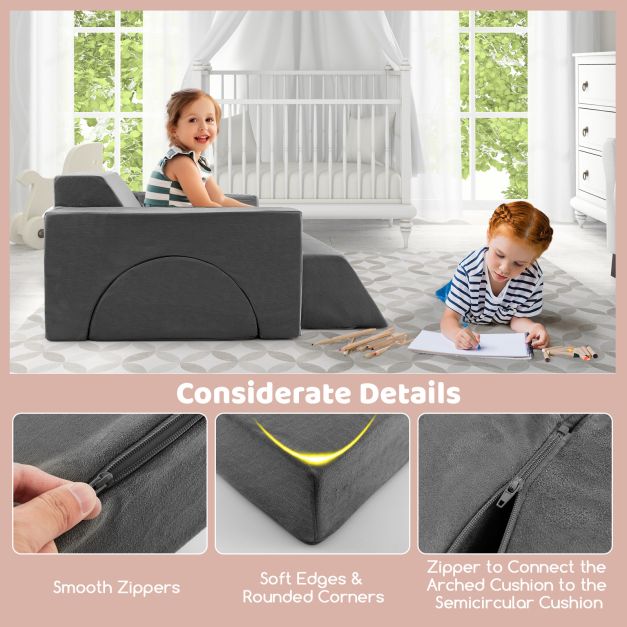 8-Piece Kids Modular Play Sofa with Machine-washable Fabric