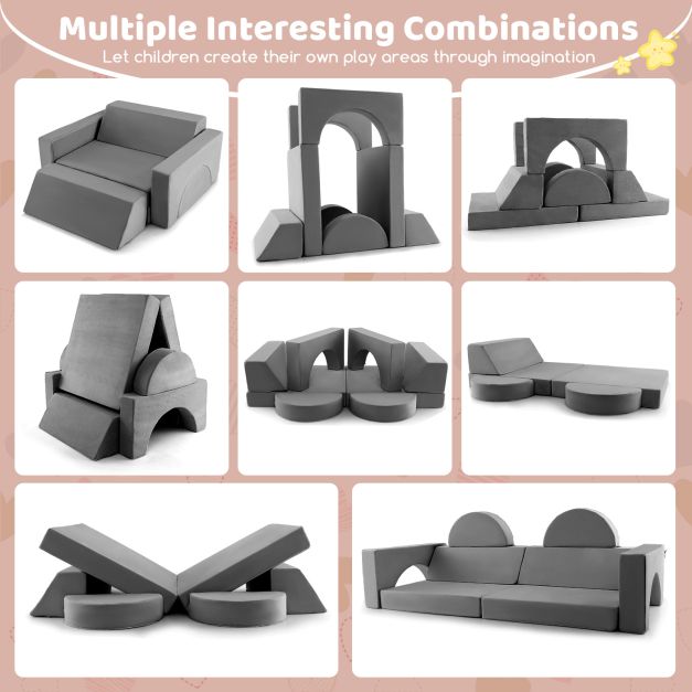 8-Piece Kids Modular Play Sofa with Machine-washable Fabric
