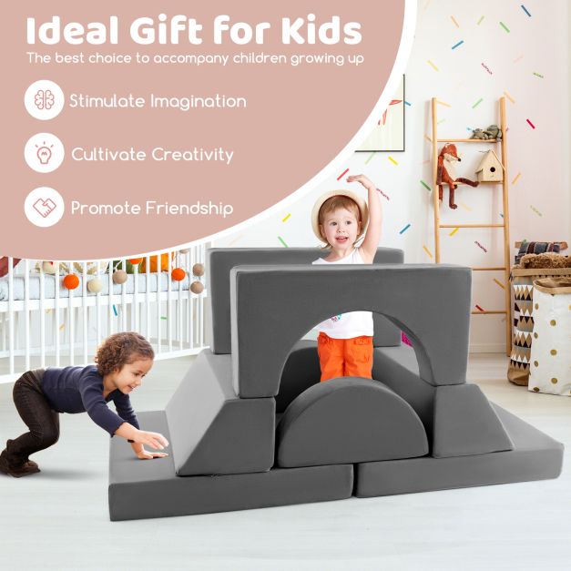 8-Piece Kids Modular Play Sofa with Machine-washable Fabric