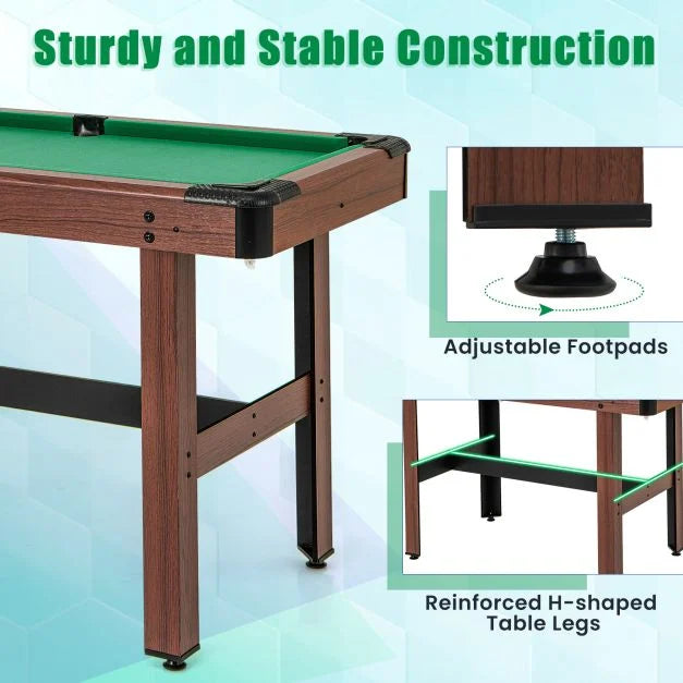 122 cm Wooden Pool Table for Kids and Adults