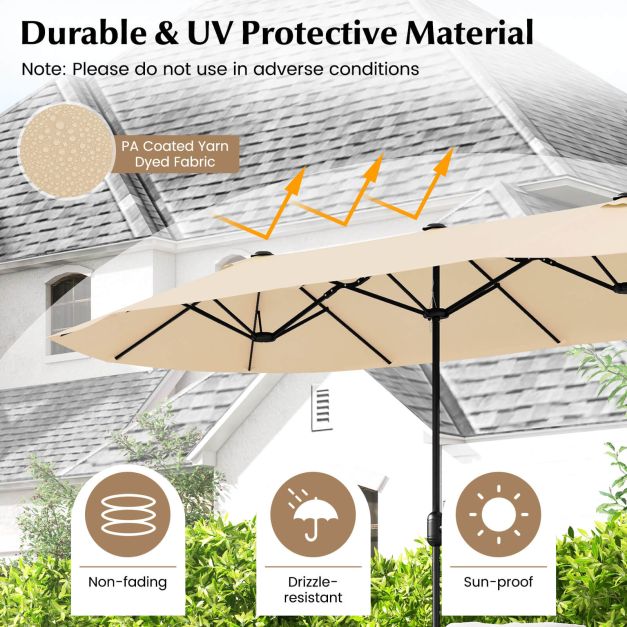 4m Double sided Patio Umbrella with Crank Handle for Garden Pool Backyard