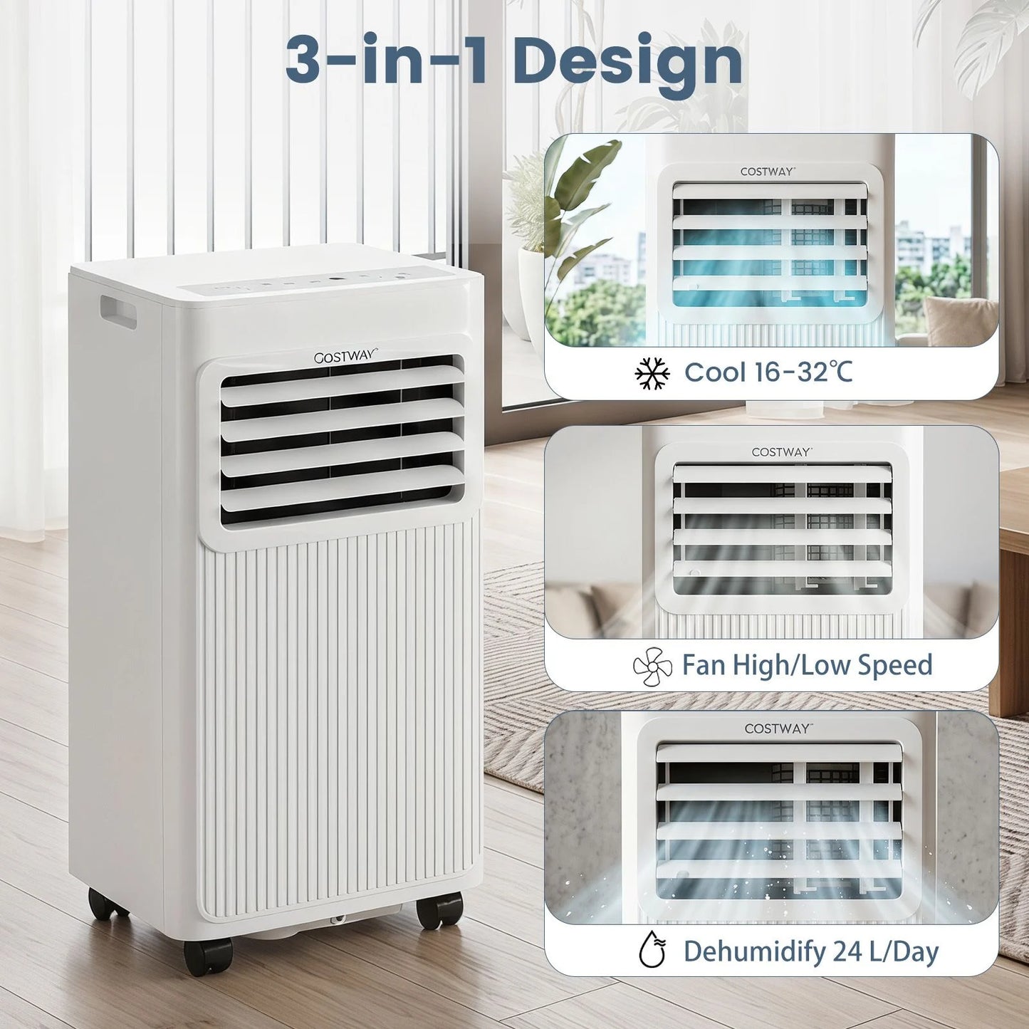 7000/9000 BTU Portable Air Conditioner with Sleep Mode and 24H Timer