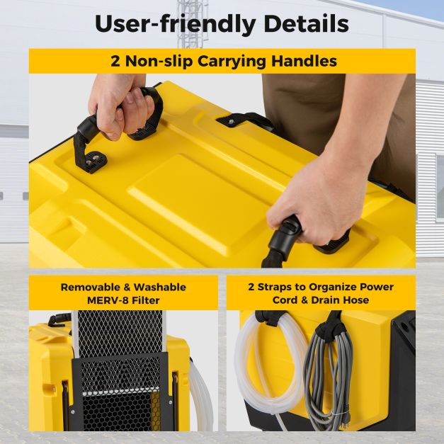 90L/Day Commercial Dehumidifier with Pump and 2 Wheels