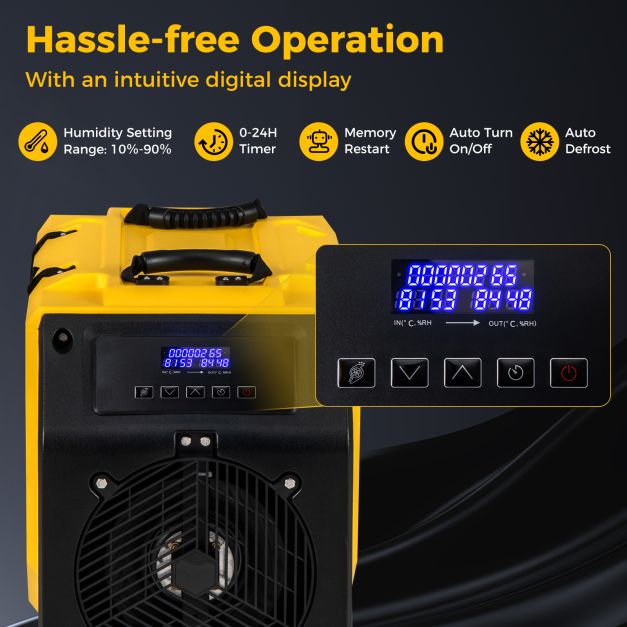 90L/Day Commercial Dehumidifier with Pump and 2 Wheels
