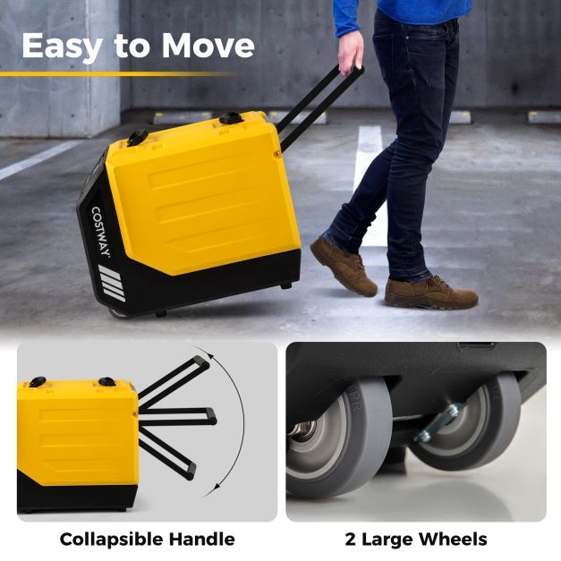 90L/Day Commercial Dehumidifier with Pump and 2 Wheels
