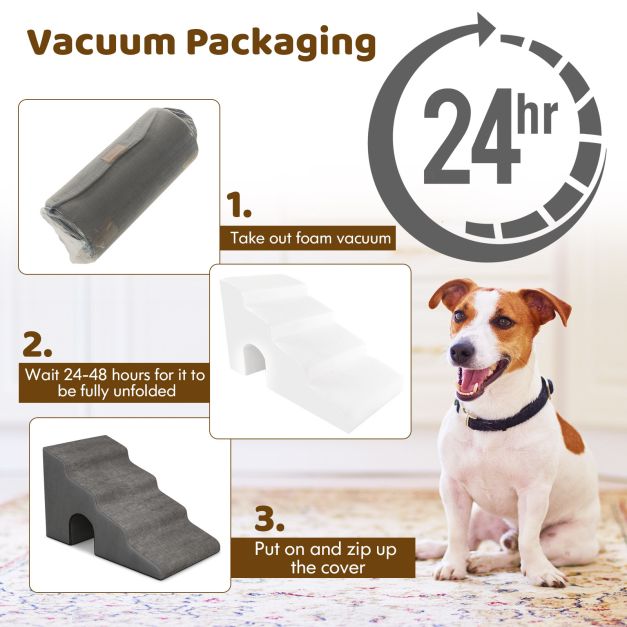 4 Tier High Density Foam Dog Ramps for High Beds and Couches