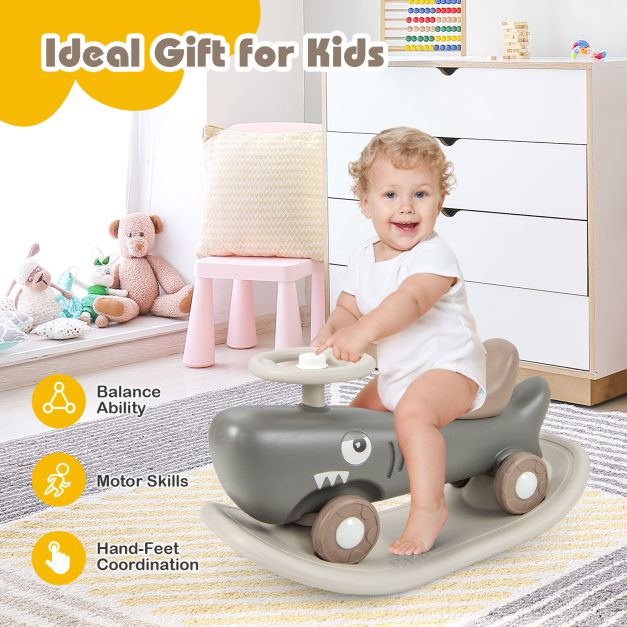 Kids 3-in-1 Convertible Rocking Horse and Sliding Car for Indoor Outdoor Use