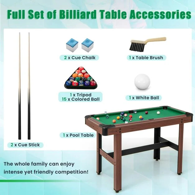 122 cm Wooden Pool Table for Kids and Adults