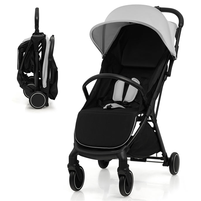 Baby Stroller, Protable Travel Buggy with Detachable Seat Cover, 5-Point Harness, Adjustable Canopy(Pink)