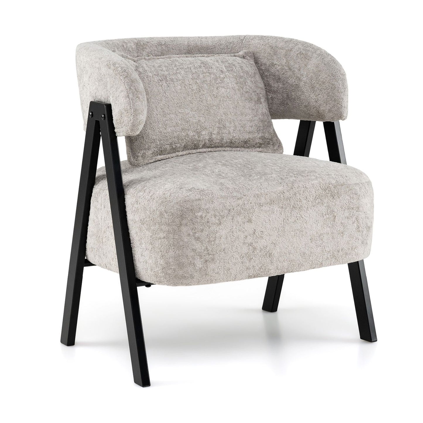 Barrel Accent Chair Upholstered Armchair with Lumbar Pillow