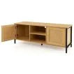 Boho TV Stand Media Console Table with 2 Cabinets and Open Shelf