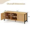 Boho TV Stand Media Console Table with 2 Cabinets and Open Shelf