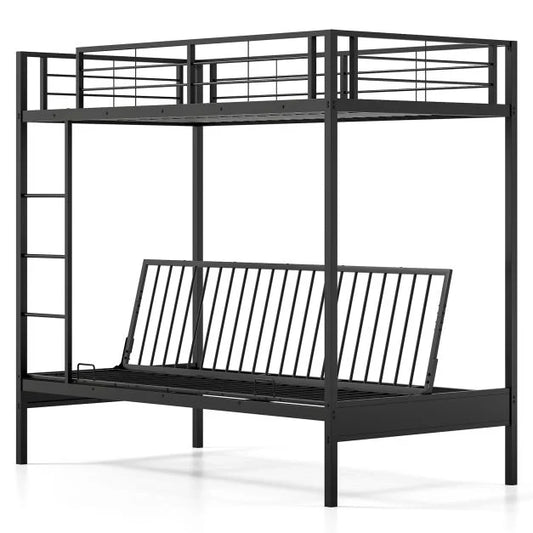 Single Over Futon Bunk Bed with Ladder and Safety Guardrails