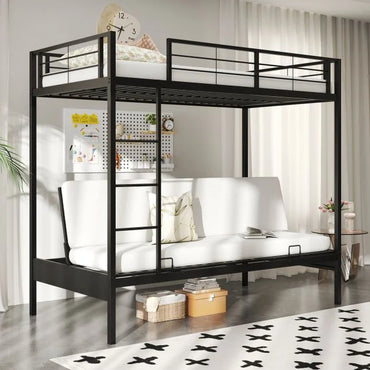Single Over Futon Bunk Bed with Ladder and Safety Guardrails