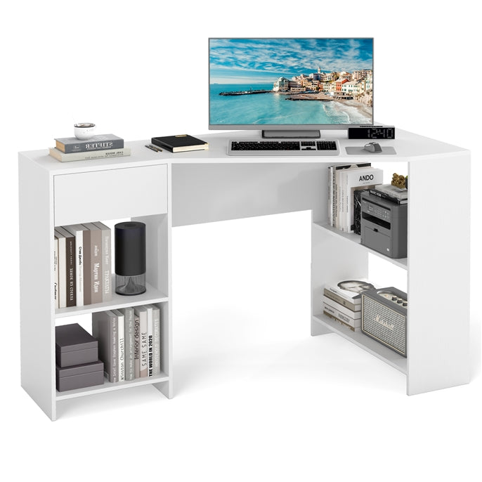 L-Shaped Computer Desk with Storage and Open Shelves for Living Room Bedroom