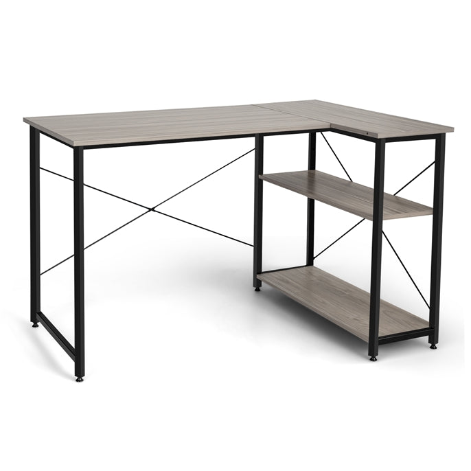 L-shaped Computer Desk Reversible Corner Desk with Adjustable Shelf