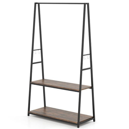 Clothes Rack with 2 Shelves for Laundry Room Bed Room