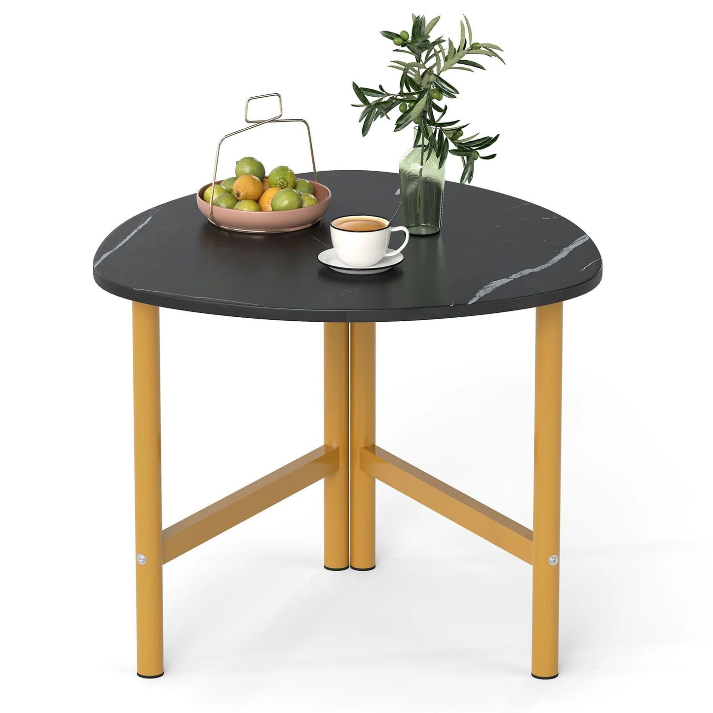 Coffee Table Triangle Center Table with Metal Legs Industrial Accent Sofa Table