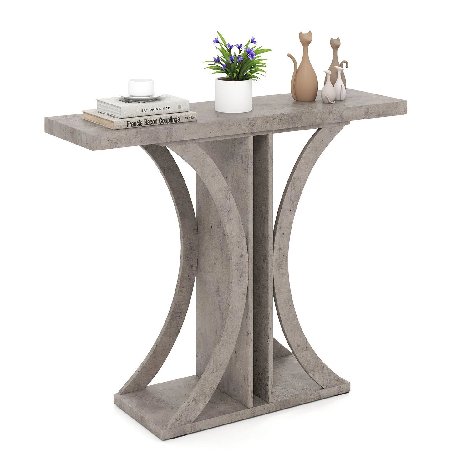 Console Table 100 cm Rectangular Entryway Table with Geometric Frame
