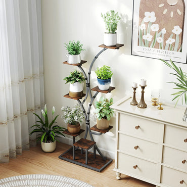 146/155CM Tall 8-Tier Corner Metal Plant Shelf for Multiple Plants