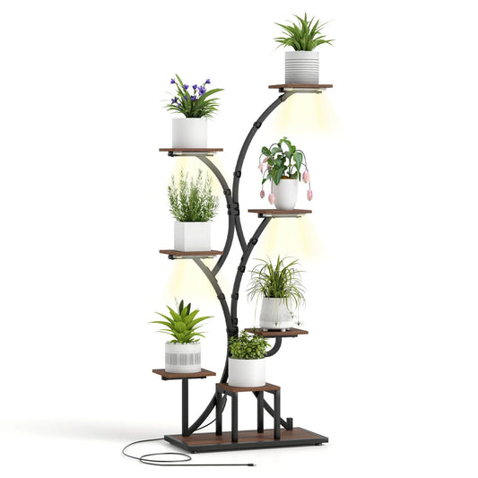 146/155CM Tall 8-Tier Corner Metal Plant Shelf for Multiple Plants