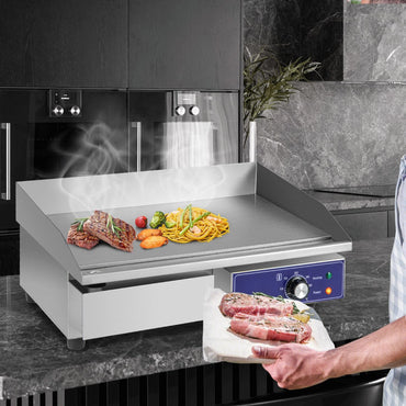 Countertop Electric Griddle 2800W 240V Commercial Stainless Steel Grill with 50℃-300℃ Adjustable Temp Control
