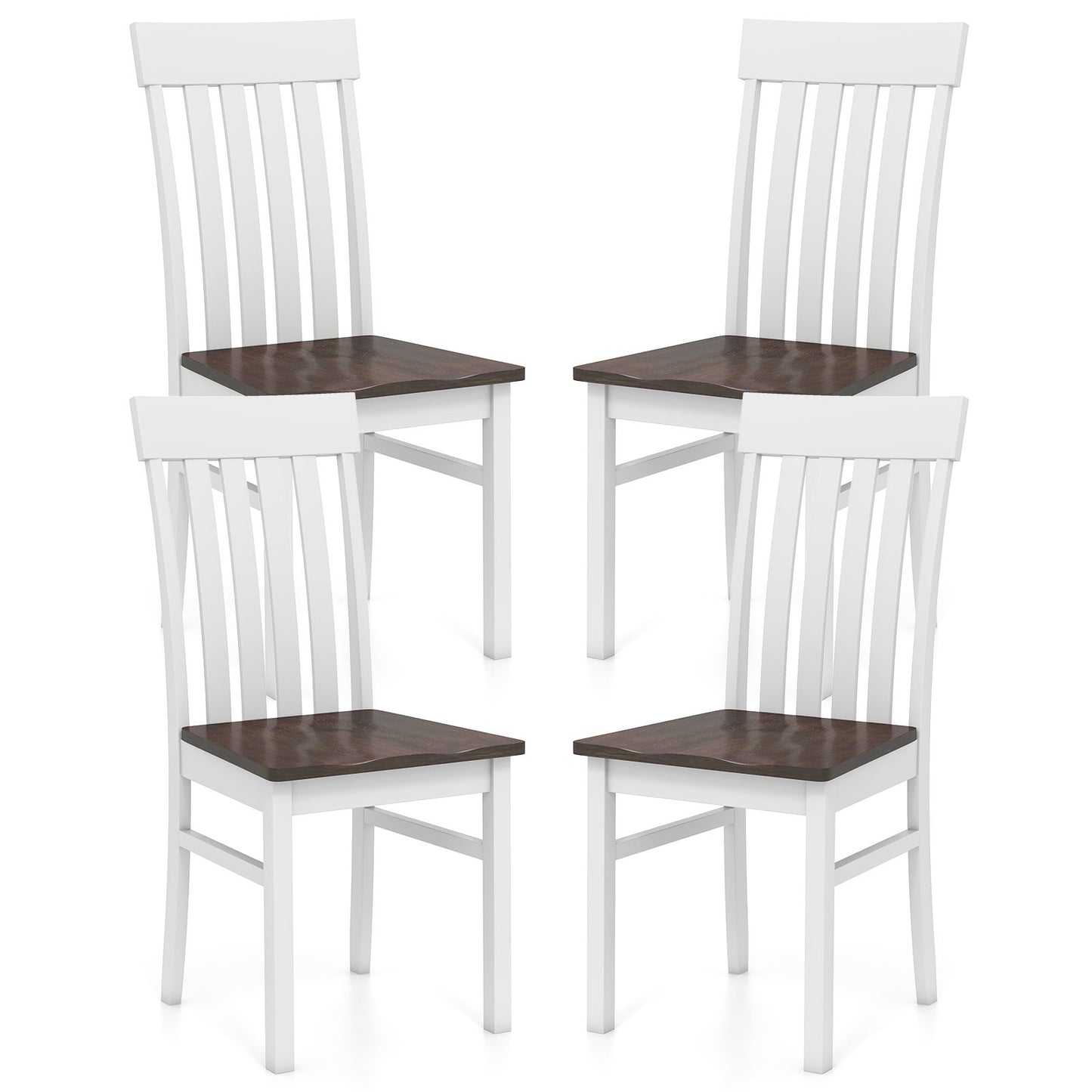 Dining Chairs Set of 2 with Hollowed Backrests and Rubber Wood Seats
