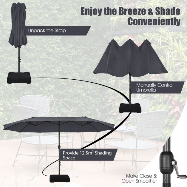 460 cm Double Sided Outdoor Umbrella with Crank Handle