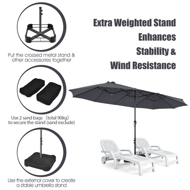 460 cm Double Sided Outdoor Umbrella with Crank Handle