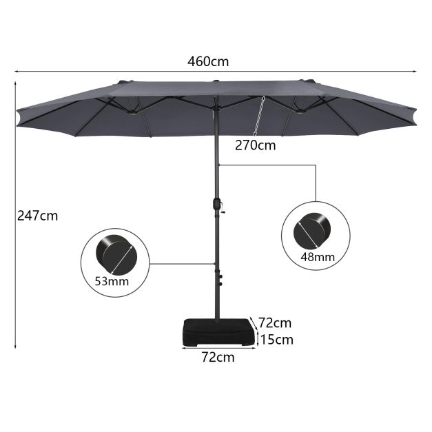 460 cm Double Sided Outdoor Umbrella with Crank Handle
