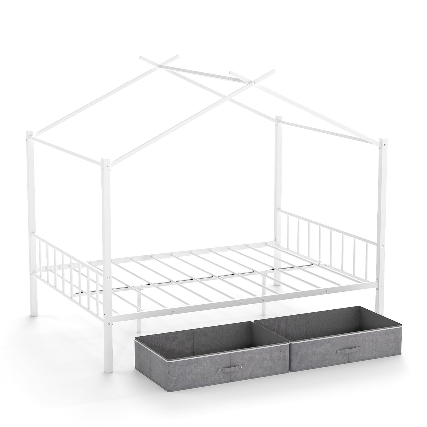 Double Size House Bed with 2 Drawers No Box Spring Needed