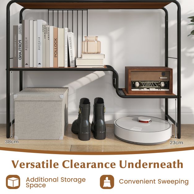 2-Tier Console Table with Storage Shelf and Metal Frame