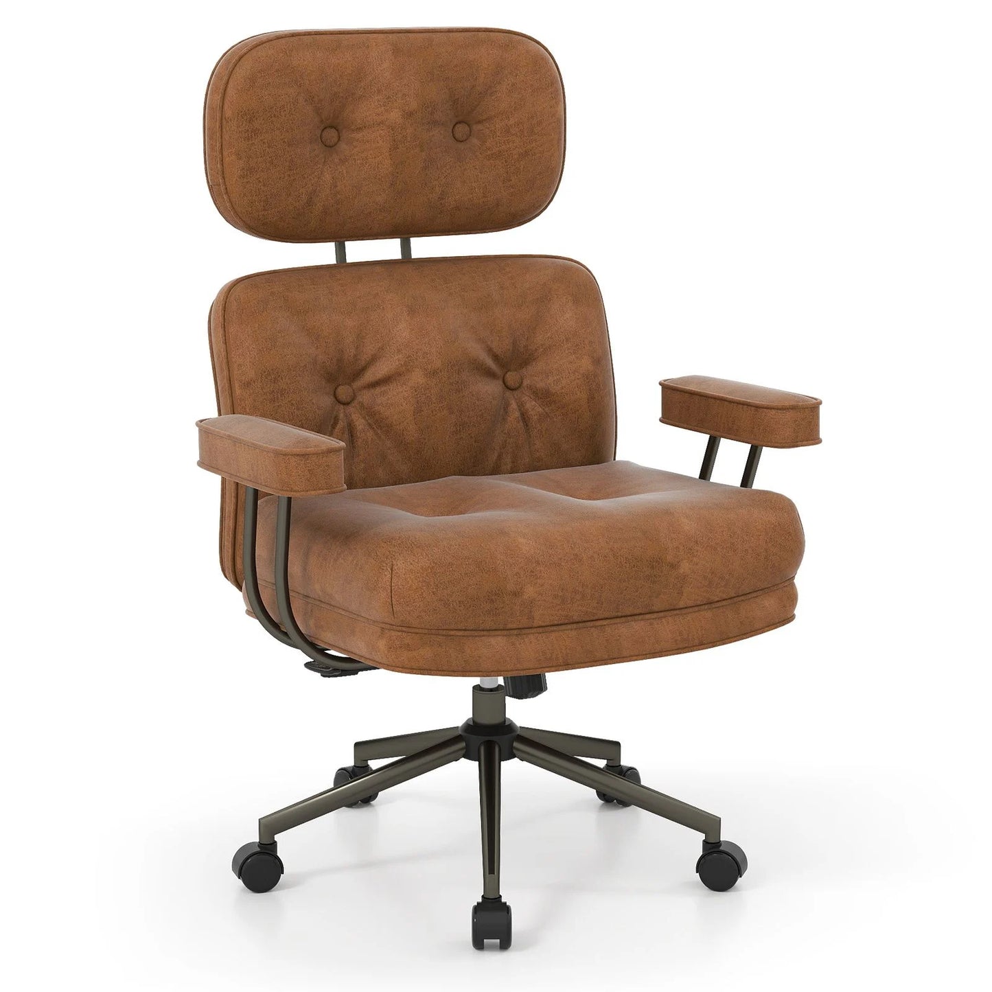 Home Office Chair, Mid Century Modern Suede Fabric Computer Desk Chair