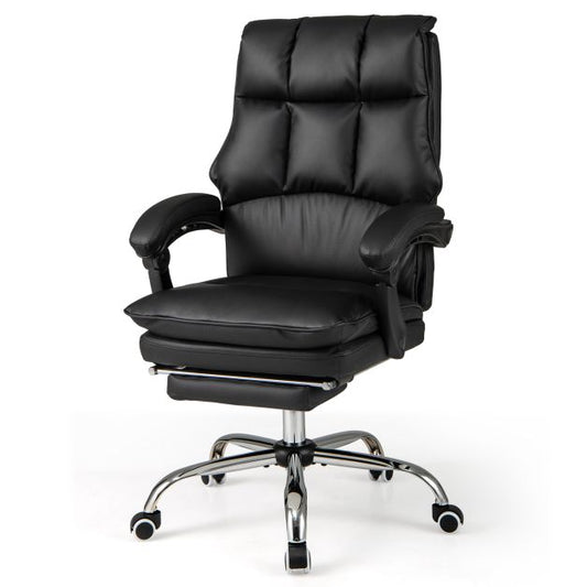 Ergonomic Office Chair PU Leather Adjustable Swivel with Reclining Backrest