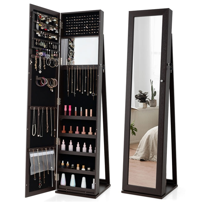3-in-1 Mirrored Jewelry Armoire with Display Shelves