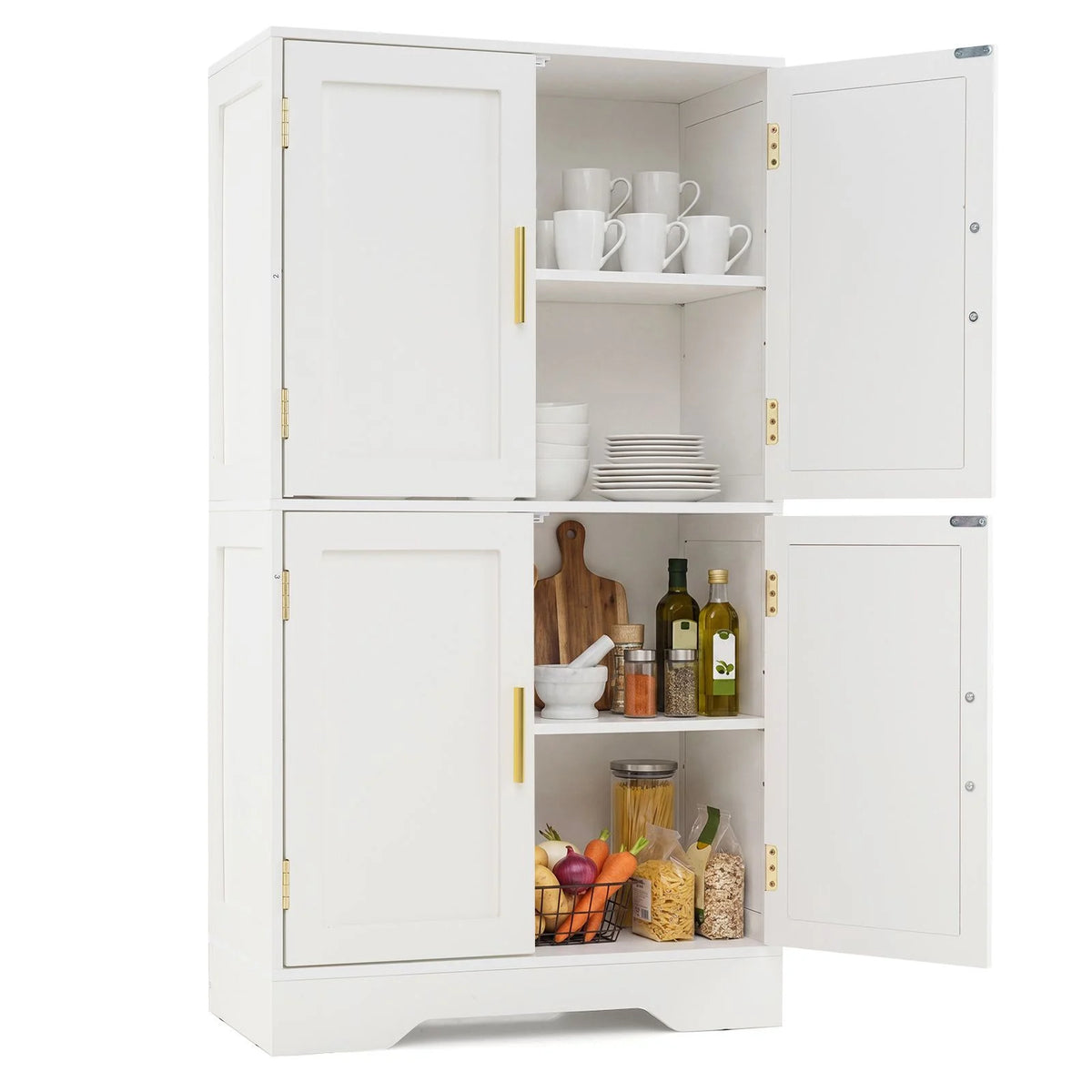 Bathroom Floor Cabinet, 110cm Freestanding Storage Cupboard