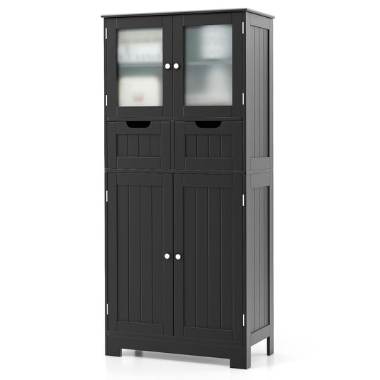 Floor Storage Cabinet with 2 Glass Doors