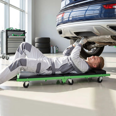Foldable Automotive Creeper with 360° Swivel Wheels & Thick Cushion for Garage