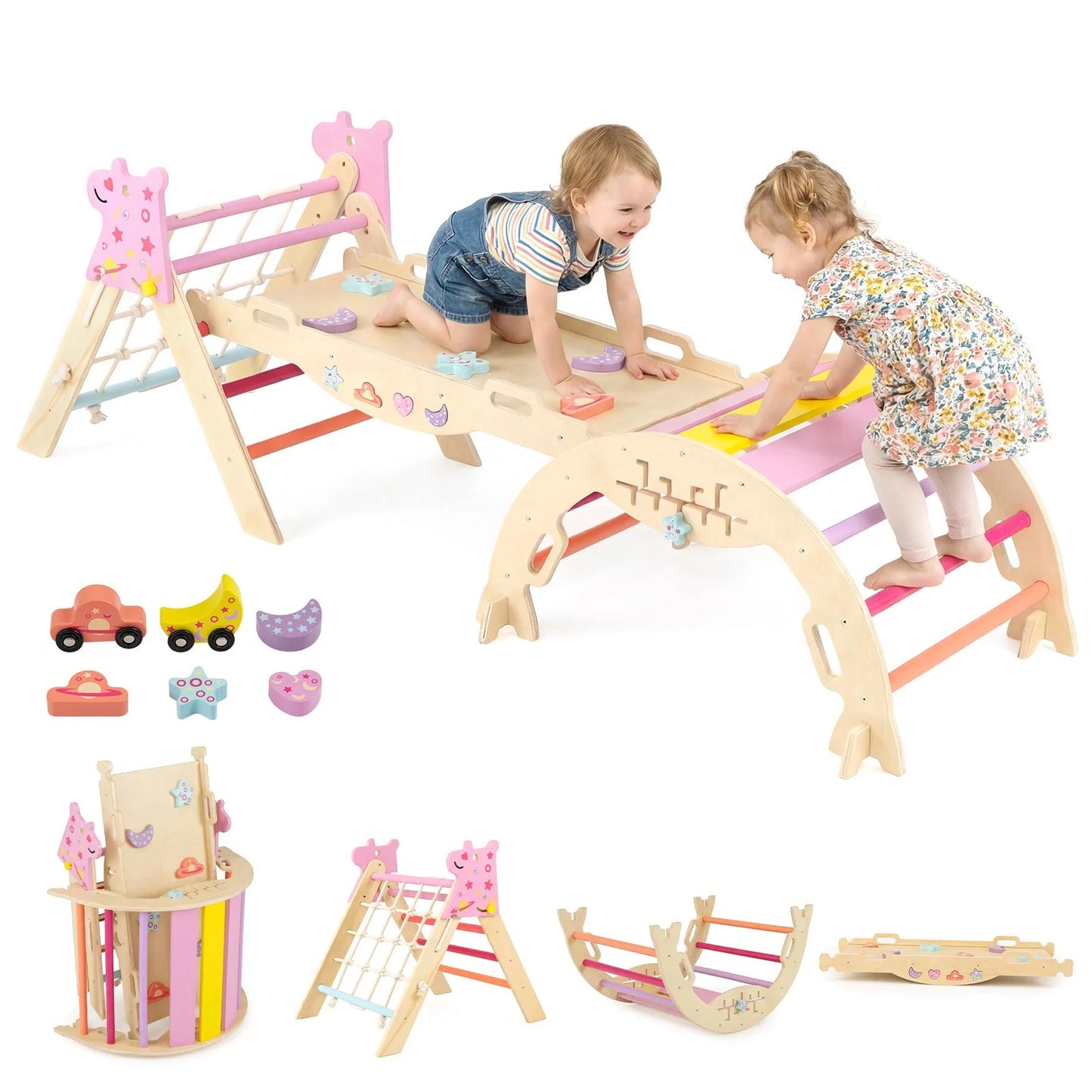 Foldable Climbing Toys with Arch and Climber for Toddlers