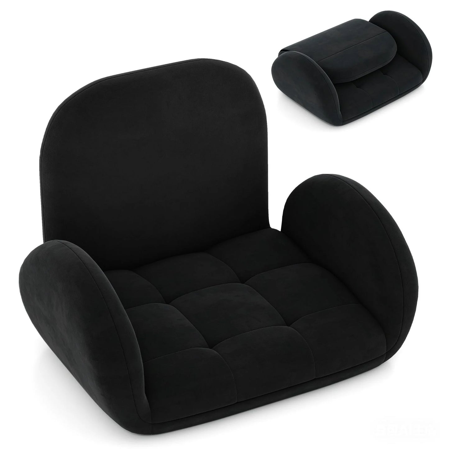Folding Floor Chair, Lazy Sofa Bed Chair Seat with Adjustable Backrest & Armrests