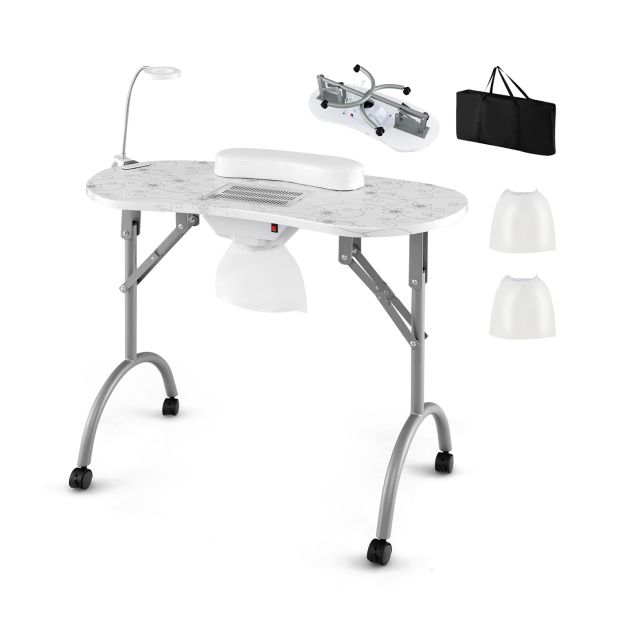 Folding Manicure Nail Table with Electric Dust Collector