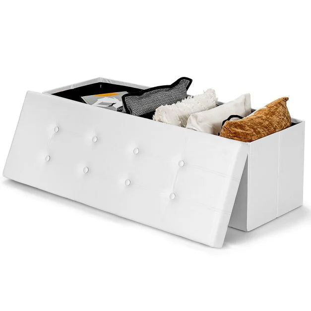 Folding Storage Ottoman Bench with Lid for Living Room