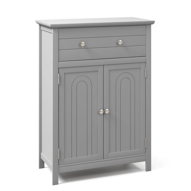 Freestanding Floor Storage Cabinet with Drawer and Adjustable Shelf