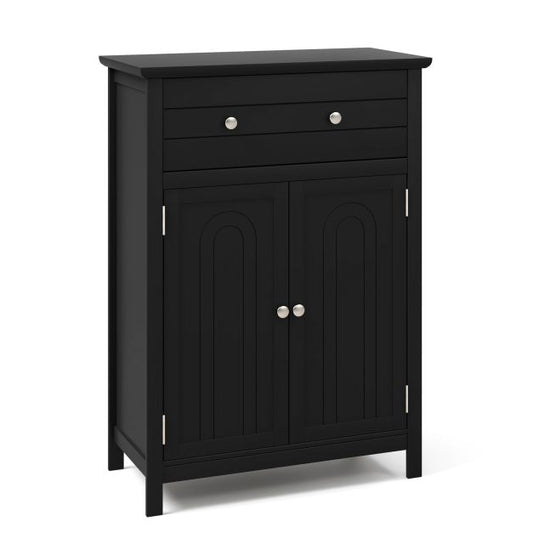 Freestanding Floor Storage Cabinet with Drawer and Adjustable Shelf