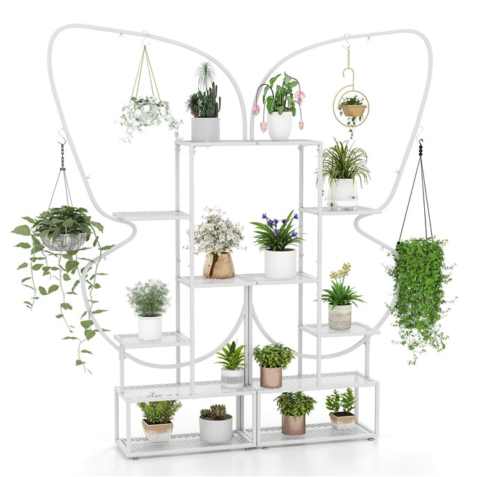 185 cm Tall Butterfly-Shaped 6-Tier Flowerpot Shelf