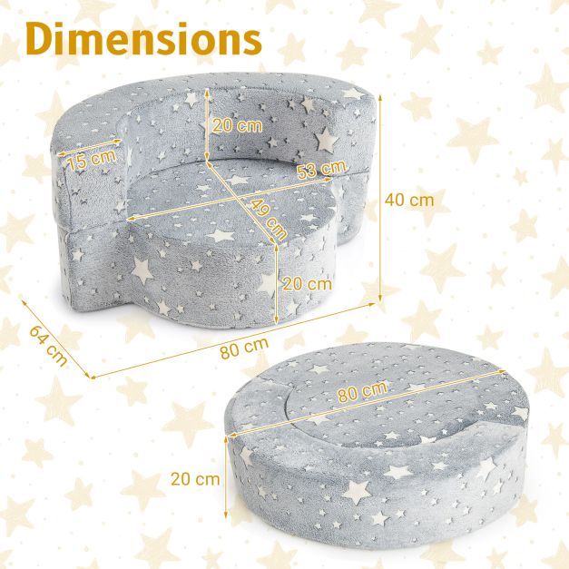 Convertible Glow-in-the-Dark Kids Sofa with Removable Washable Cover