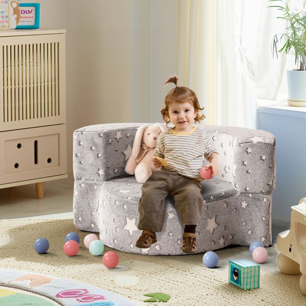 Convertible Glow-in-the-Dark Kids Sofa with Removable Washable Cover